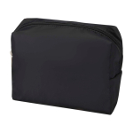 Recycled polyester travel toiletry bag with handle and zip black colour