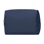 Recycled polyester travel toiletry bag with handle and zip navy-blue colour second front view