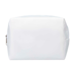 Recycled polyester travel toiletry bag with handle and zip off white colour second front view
