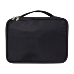 Recycled polyester make-up organiser bag with zip black colour second front view