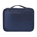 Recycled polyester make-up organiser bag with zip navy-blue colour second front view