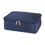 Recycled polyester make-up organiser bag with zip navy-blue colour