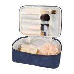 Recycled polyester make-up organiser bag with zip navy-blue colour second view