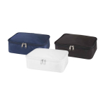 Recycled polyester make-up organiser bag with zip navy-blue colour second multiple colours view