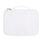 Recycled polyester make-up organiser bag with zip off white colour second front view