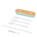 Reusable cutlery set with box and bamboo lid main view