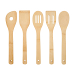 Set of five kitchen spatulas with bamboo holder wood colour second view