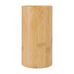 Set of five kitchen spatulas with bamboo holder wood colour third front view