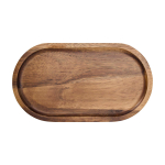 Elegant wooden tray with 2 frosted glass tumblers 200 ml brown colour third front view