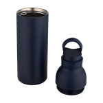 Double-wall recycled stainless steel bottle 3-piece 650ml navy-blue colour fourth view