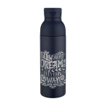 Double-wall recycled stainless steel bottle 3-piece 650ml navy-blue colour