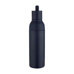Double-wall recycled stainless steel bottle 3-piece 650ml navy-blue colour third front view