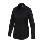 Women’s long-sleeve cotton twill shirt 185 g/m2 Elevate black colour