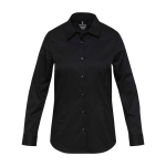 Women’s long-sleeve cotton twill shirt 185 g/m2 Elevate black colour second front view