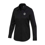 Women’s long-sleeve cotton twill shirt 185 g/m2 Elevate black colour screen printing view