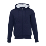 Unisex recycled cotton and polyester hoodie with sherpa lining Elevate navy-blue colour second front view
