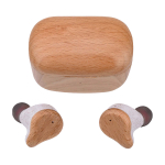 Wireless earbuds with ENC technology Prixton TWS163 wood colour second front view