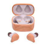 Wireless earbuds with ENC technology Prixton TWS163 wood colour third front view