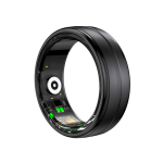 Metal smart ring with health monitoring Prixton Orbyt black colour second side view