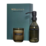 WELLmark 250ml glass dispenser and scented candle set black colour
