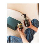 WELLmark 250ml glass dispenser and scented candle set black colour lifestyle image 2