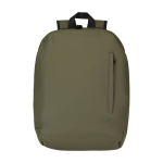Anti-theft synthetic leather backpack with rear access 18L 15” laptop dark green colour second front view