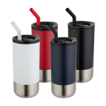 Insulated tumbler with steel straw and silicone tip 480ml white colour second multiple colours view