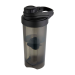 PP plastic sports bottle with mixing ball and measurement markings 700 ml black colour