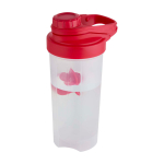 PP plastic sports bottle with mixing ball and measurement markings 700 ml red colour