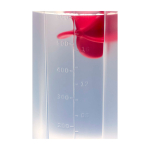 PP plastic sports bottle with mixing ball and measurement markings 700 ml red colour close-up view 1