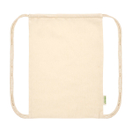 Natural organic cotton drawstring bag 5L 100g/m² natural colour third front view
