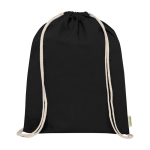 Organic cotton drawstring bag with natural cords 5L 140 g/m² black colour second front view