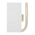 Organic cotton drawstring bag with natural cords 5L 140 g/m² white colour close-up view 1