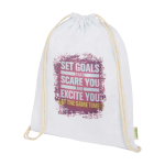 Organic cotton drawstring bag with natural cords 5L 140 g/m² white colour