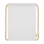 Organic cotton drawstring bag with natural cords 5L 140 g/m² white colour third front view