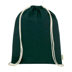 Organic cotton drawstring bag with natural cords 5L 140 g/m² dark green colour second front view
