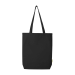 Organic cotton tote bag with wide base 11L 180 g/m2 black colour second front view