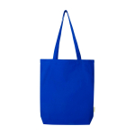 Organic cotton tote bag with wide base 11L 180 g/m2 royal blue colour second front view