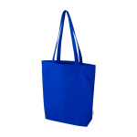 Organic cotton tote bag with wide base 11L 180 g/m2 royal blue colour