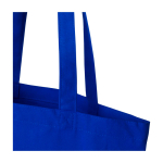Organic cotton tote bag with wide base 11L 180 g/m2 royal blue colour close-up view 2