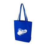 Organic cotton tote bag with wide base 11L 180 g/m2 royal blue colour transfer printing view