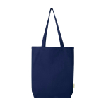 Organic cotton tote bag with wide base 11L 180 g/m2 navy-blue colour second front view