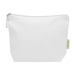 Organic cotton wash bag with compartment and zip 1L 180 g/m2 white colour second front view