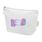 Organic cotton wash bag with compartment and zip 1L 180 g/m2 white colour