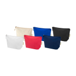 Organic cotton wash bag with compartment and zip 1L 180 g/m2 white colour second multiple colours view