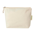 Organic cotton wash bag with compartment and zip 1L 180 g/m2 natural colour second front view