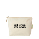 Organic cotton wash bag with compartment and zip 1L 180 g/m2 main view