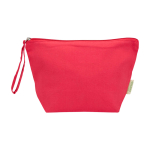 Large organic cotton wash bag with zip and strap 3L 180g/m2 red colour second front view