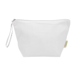 Large organic cotton wash bag with zip and strap 3L 180g/m2 white colour second front view