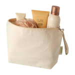 Large organic cotton wash bag with zip and strap 3L 180g/m2 natural colour second view